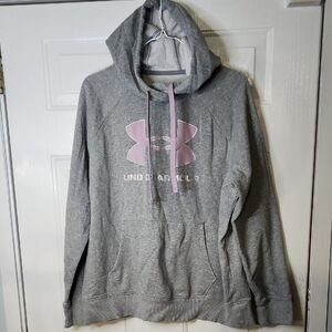 Under Armour Heather Gray Hoodie with Light Pink Logo